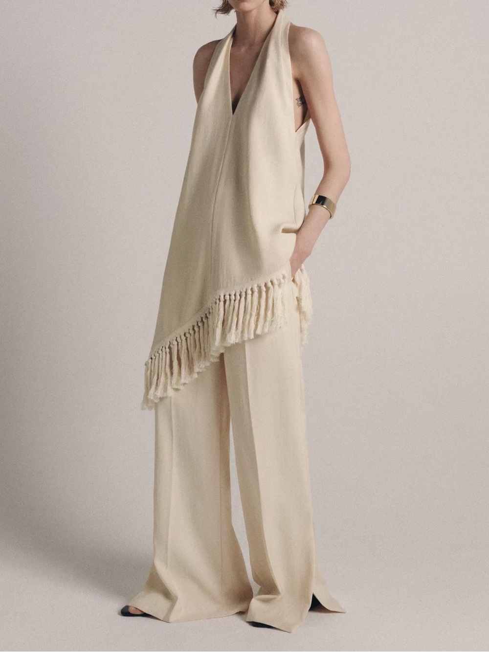 Zara NWT Wide Leg Cream Summer Pants | Size XS